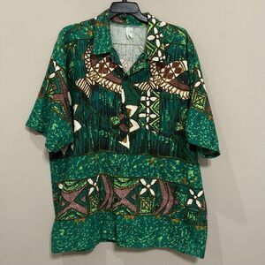 VTG Barkcloth New Zealand Tropical Shirt Tiki MCM Polynesian Pacific Island